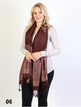 Paisley & Dot Print Scarf W/ Tassel